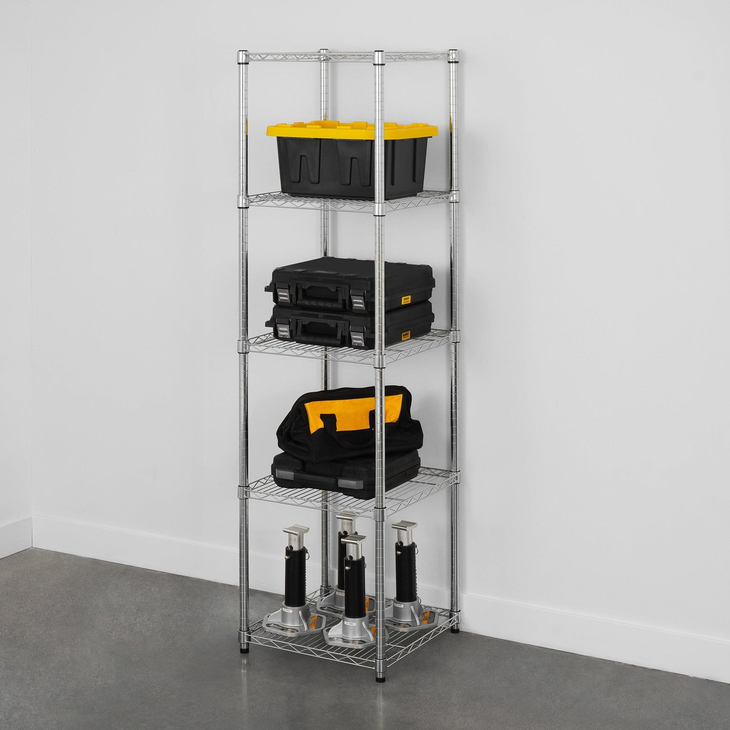 18" x 18" x 72" Wire Shelving Rack holding various items