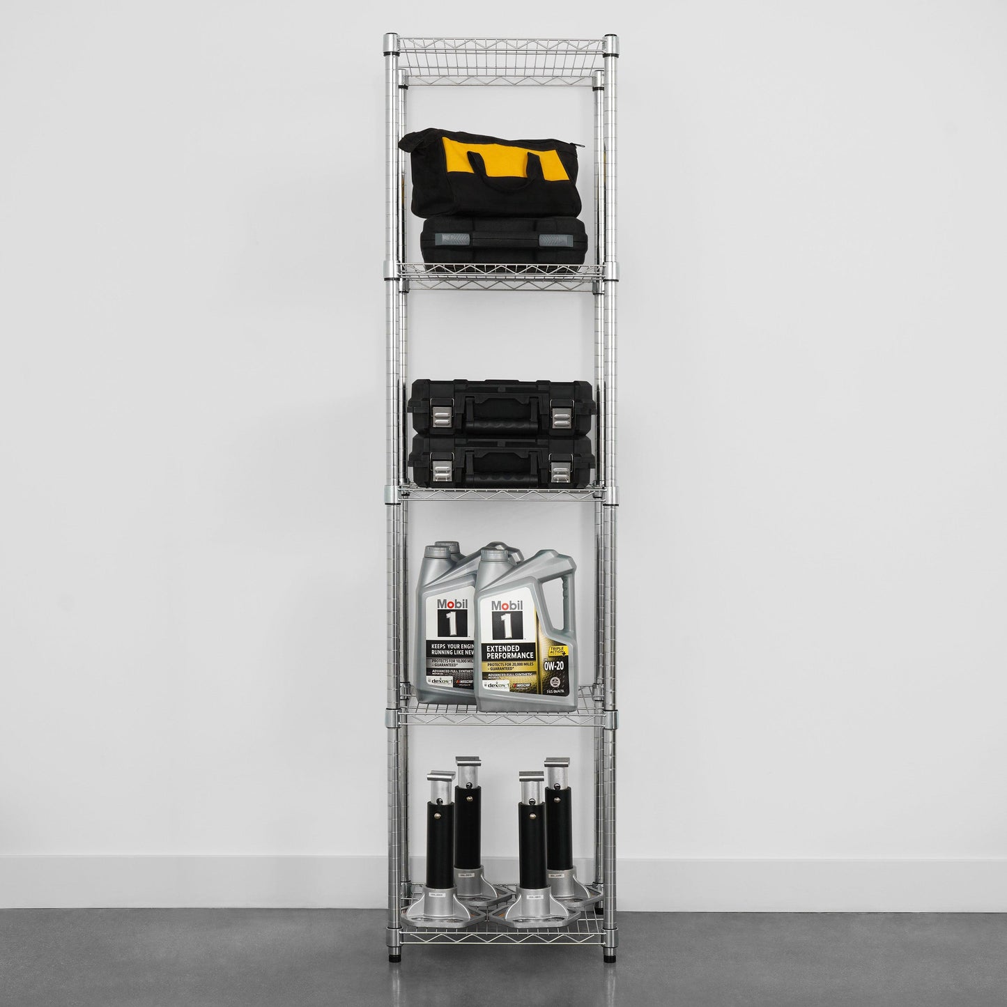 18" x 18" x 72" Wire Shelving Rack holding various items