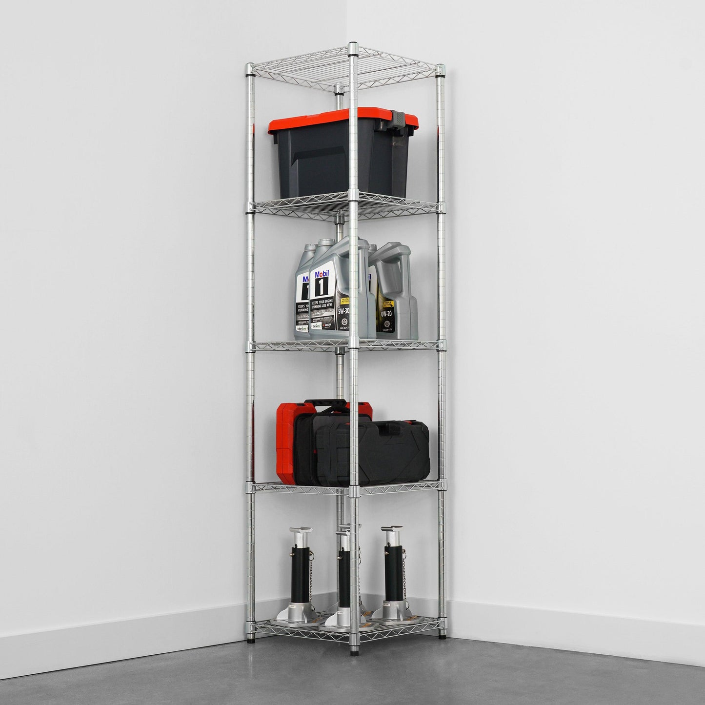 18" x 18" x 72" Wire Shelving Rack holding various items