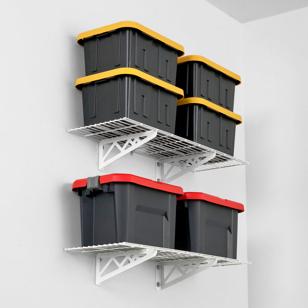 SafeRacks wall shelves with storage bins (7726745977046)