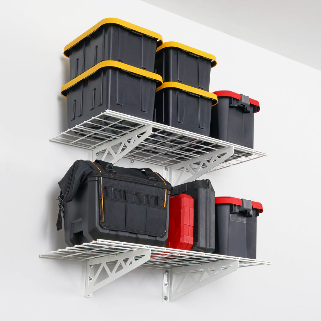 SafeRacks wall shelves with storage bins (7726746075350)