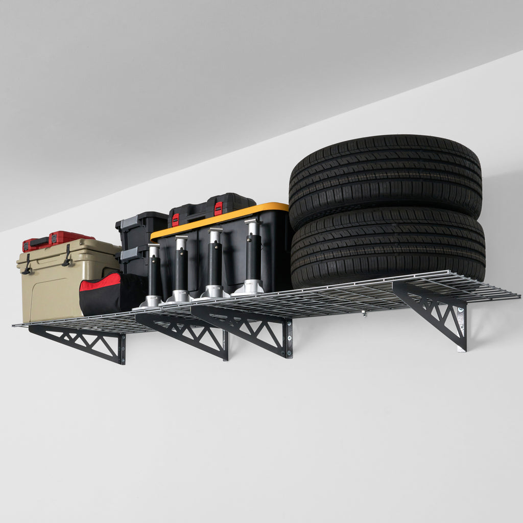 SafeRacks wall shelves with car tires, storage bins, cooler and car accessories (8033967145174)