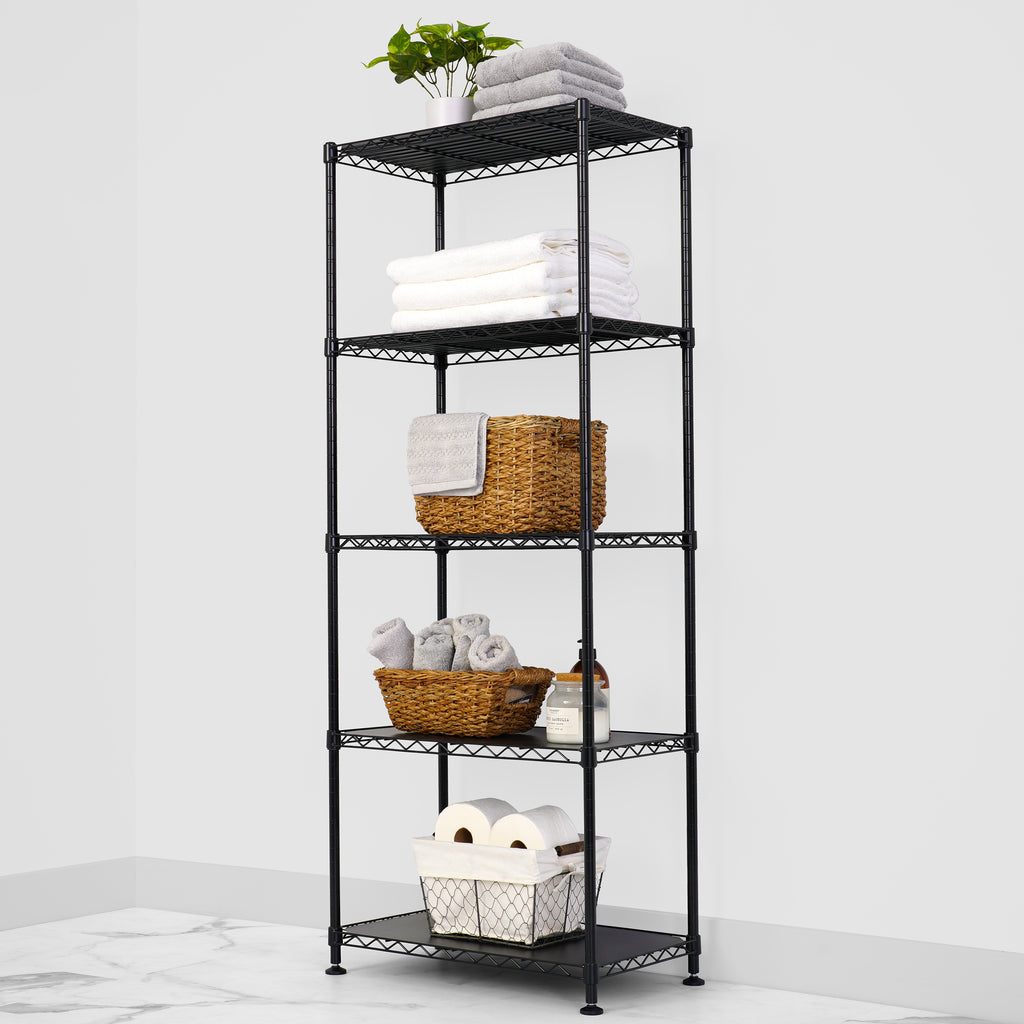 saferacks 14x24x60 wire rack with bathroom decorations like tissue paper, bath towels, and soap (8143459483862)