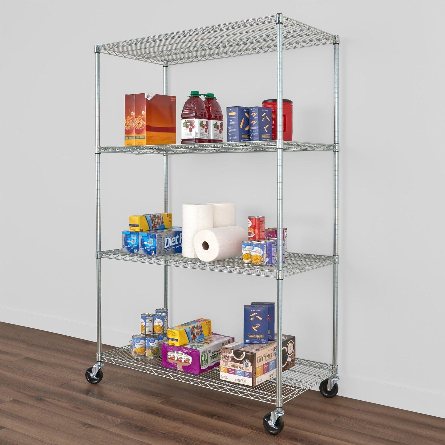 24" x 48" x 72" Wire Shelving Rack holding various items