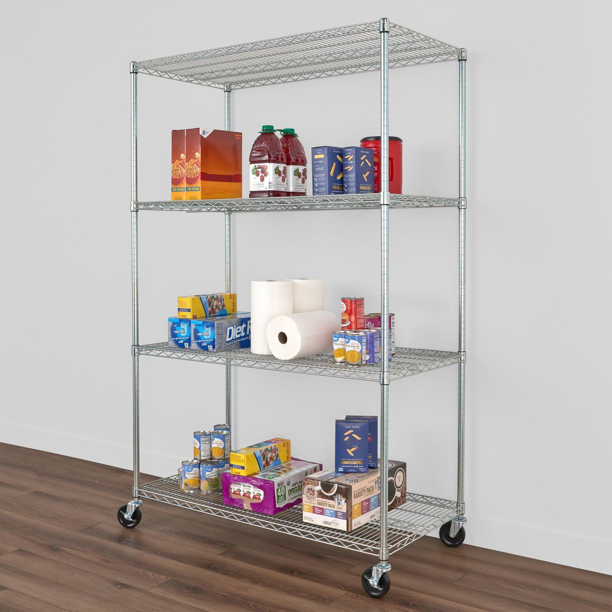 24" x 48" x 72" Wire Shelving Rack holding various items