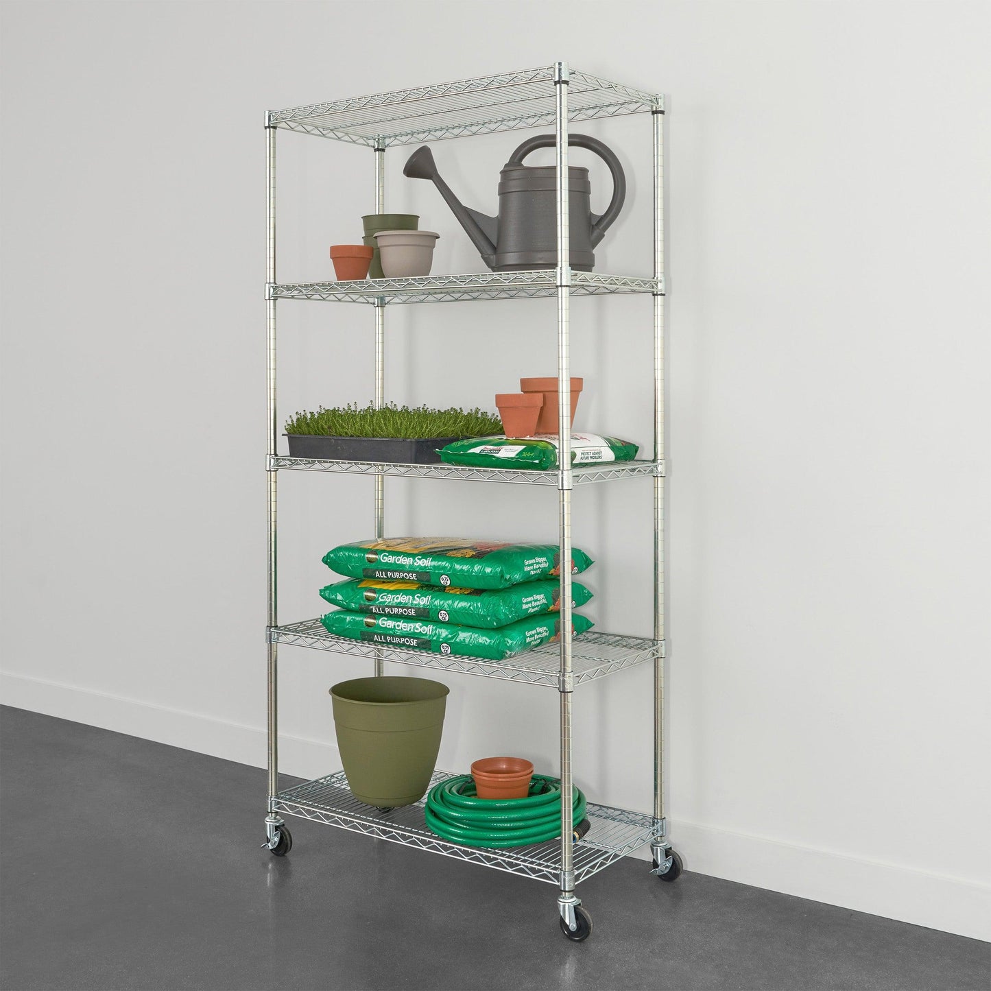 18" x 36" x 72" Wire Shelving Rack holding various items