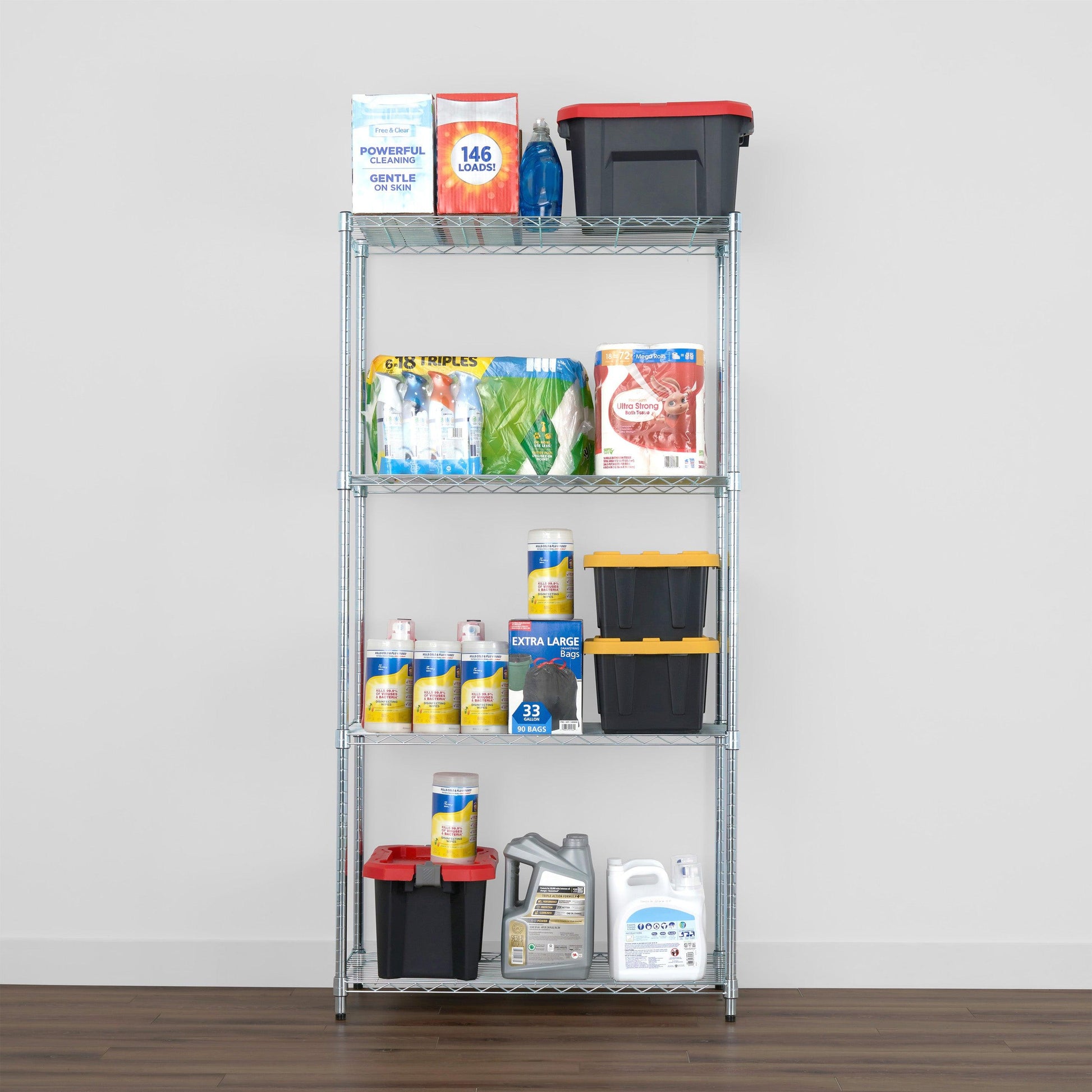 18" x 36" x 72" Wire Shelving Rack holding various items