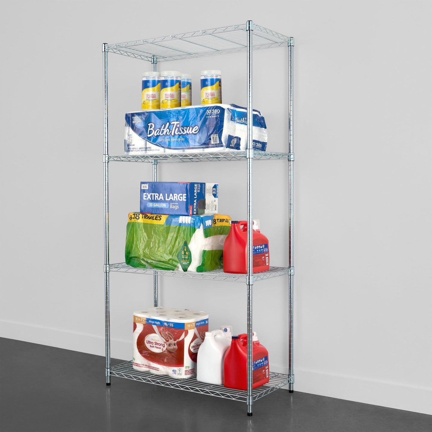18" x 36" x 72" Wire Shelving Rack holding various items