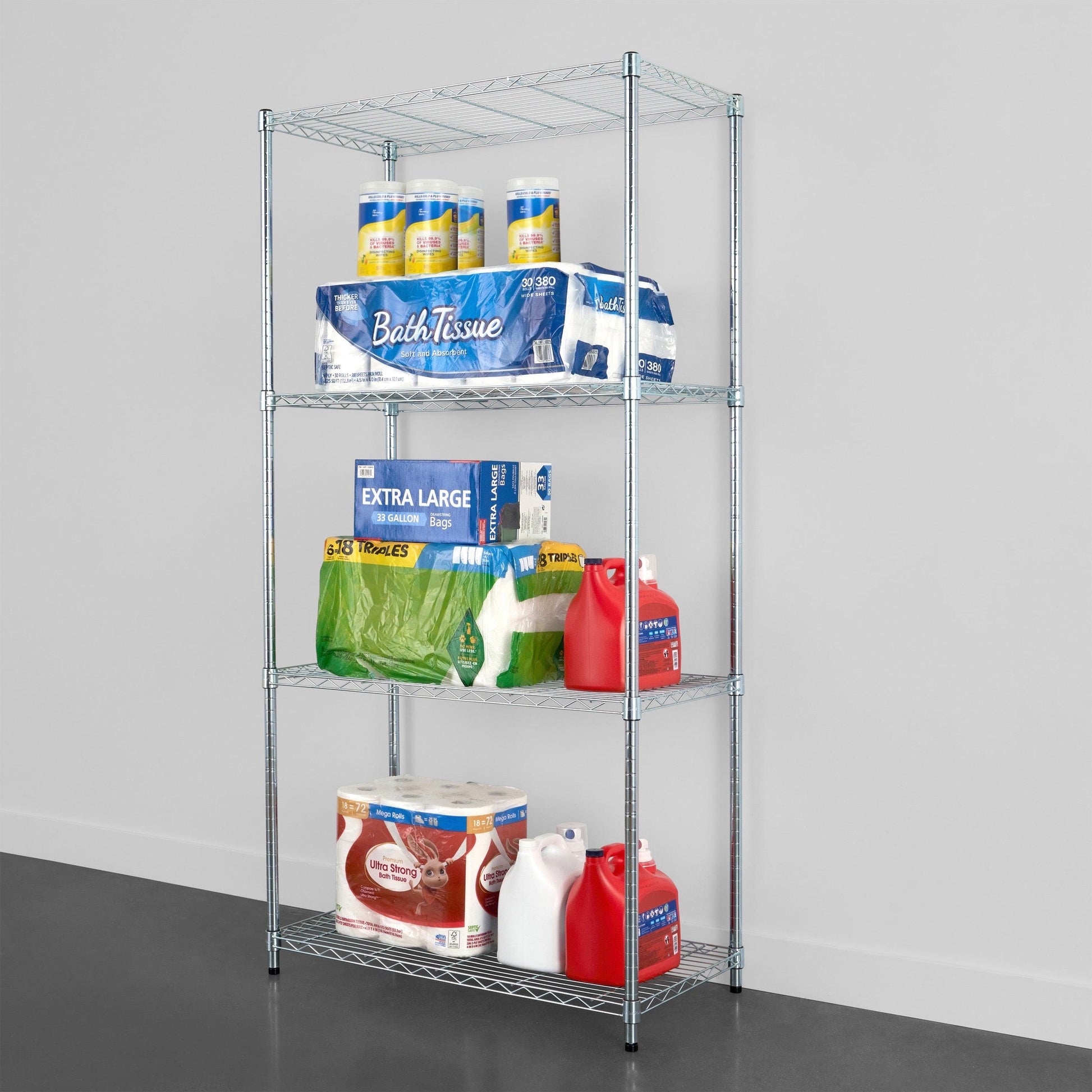 18" x 36" x 72" Wire Shelving Rack holding various items