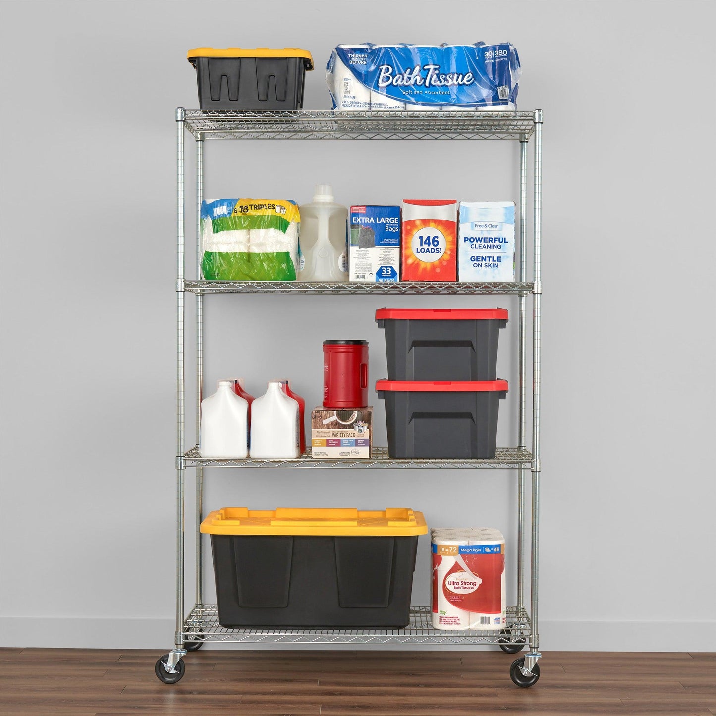 24" x 48" x 72" Wire Shelving Rack holding various items