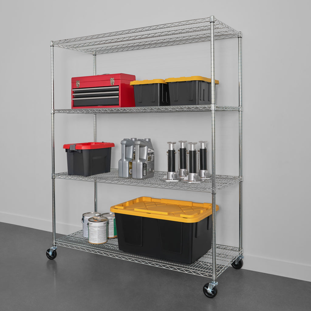 saferacks 24x60x72 wire rack with storage bins, toolbox, and car accessories (7726741586134)