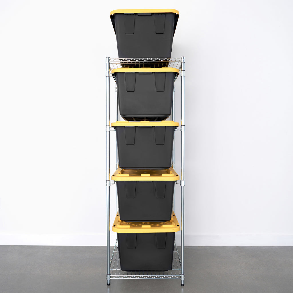 storage bin rack with 5 yellow bins  (7726742110422)