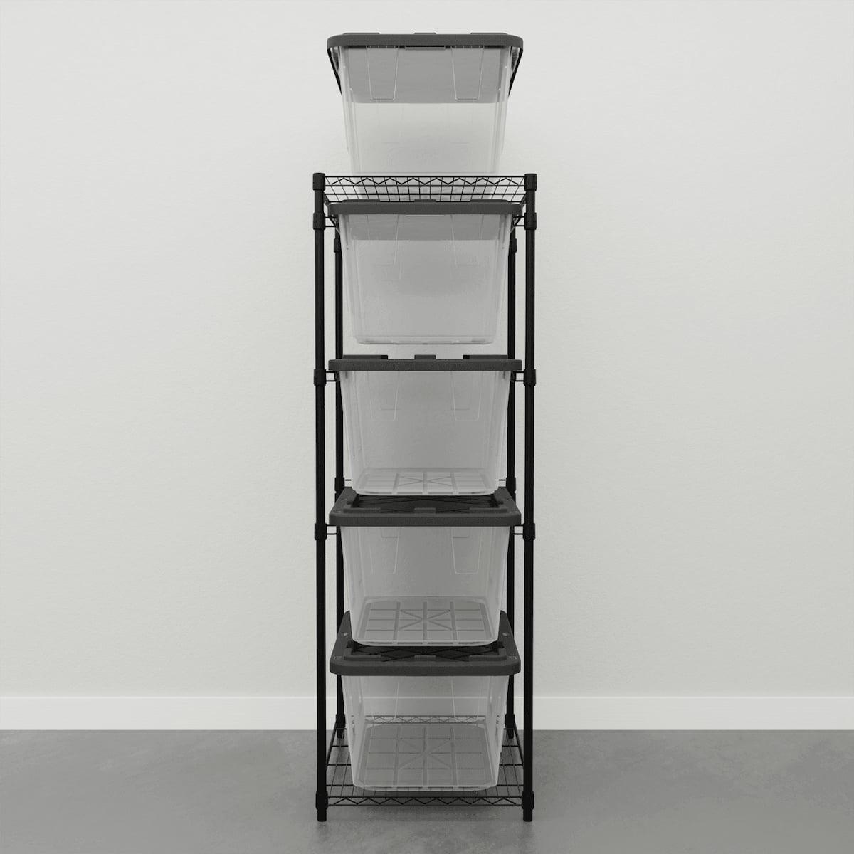 storage bin rack with clear storage bins