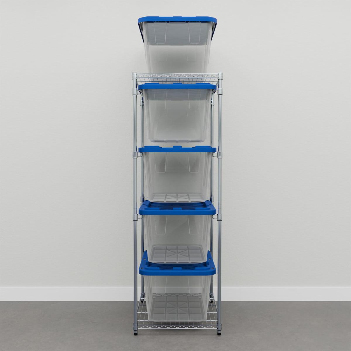 storage bin rack with clear storage bins