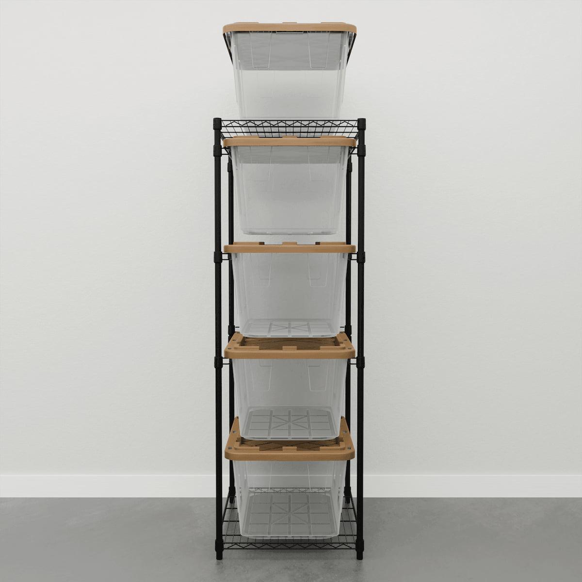 storage bin rack with clear storage bins