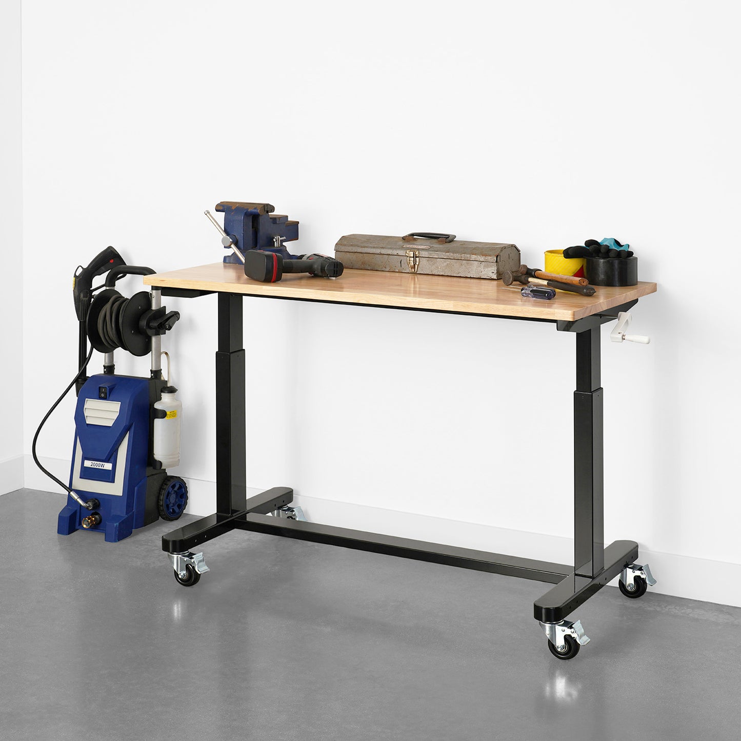 SafeRacks Height Adjustable Mobile Workbench - Crank Adjustable Edition