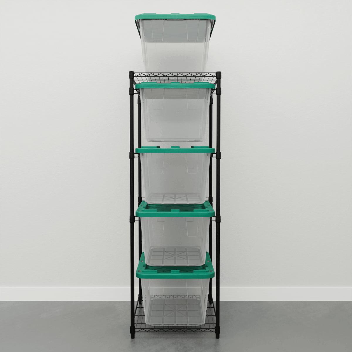 storage bin rack with clear storage bins