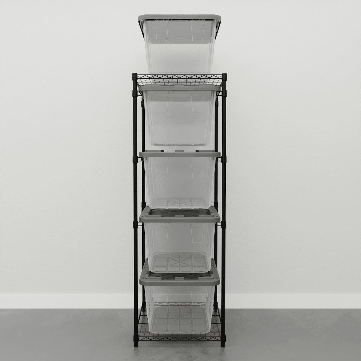 storage bin rack with clear storage bins