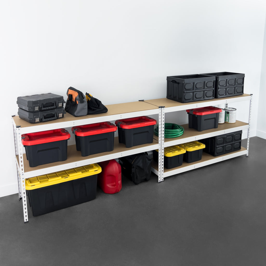 saferacks 18x60x72 garage shelving with storage bins and boxes (7726736998614)