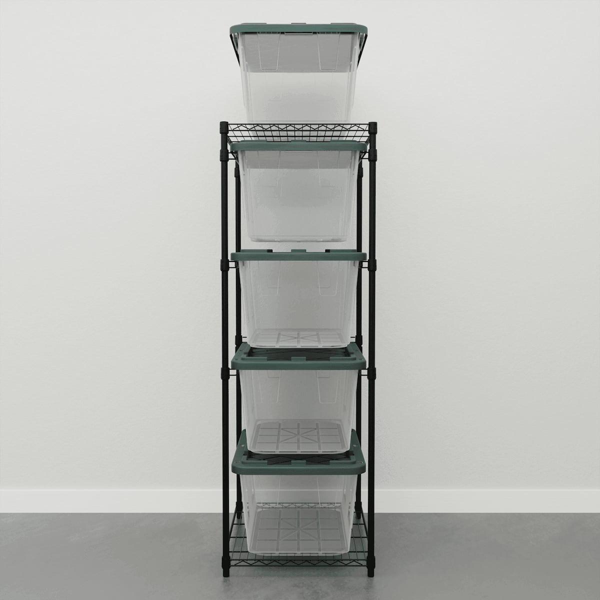 storage bin rack with clear storage bins