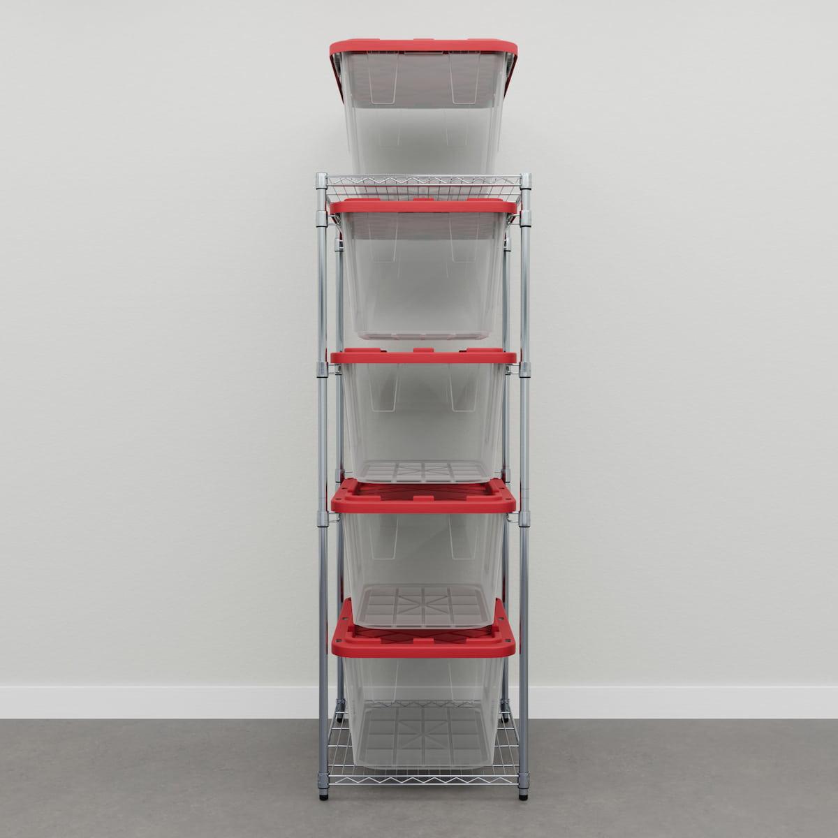 storage bin rack with clear storage bins