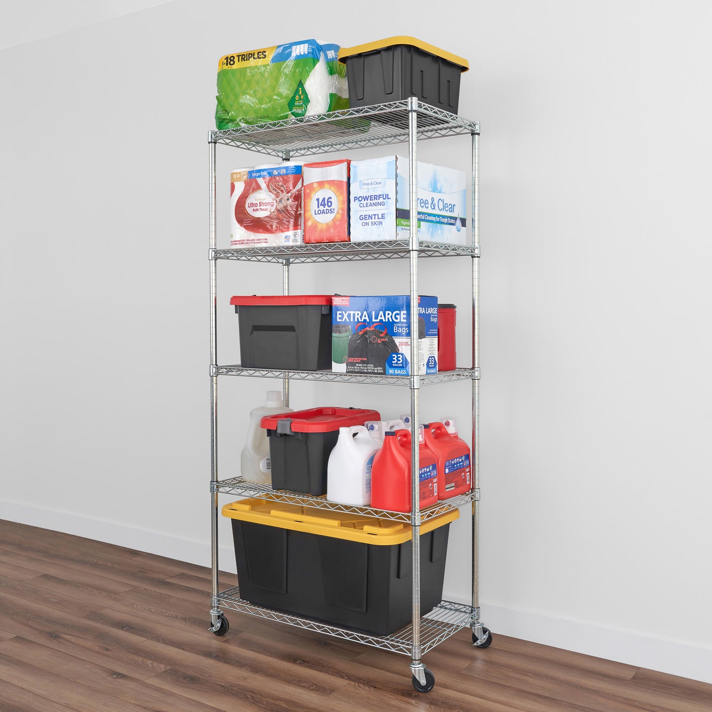 18" x 36" x 72" Wire Shelving Rack holding various items