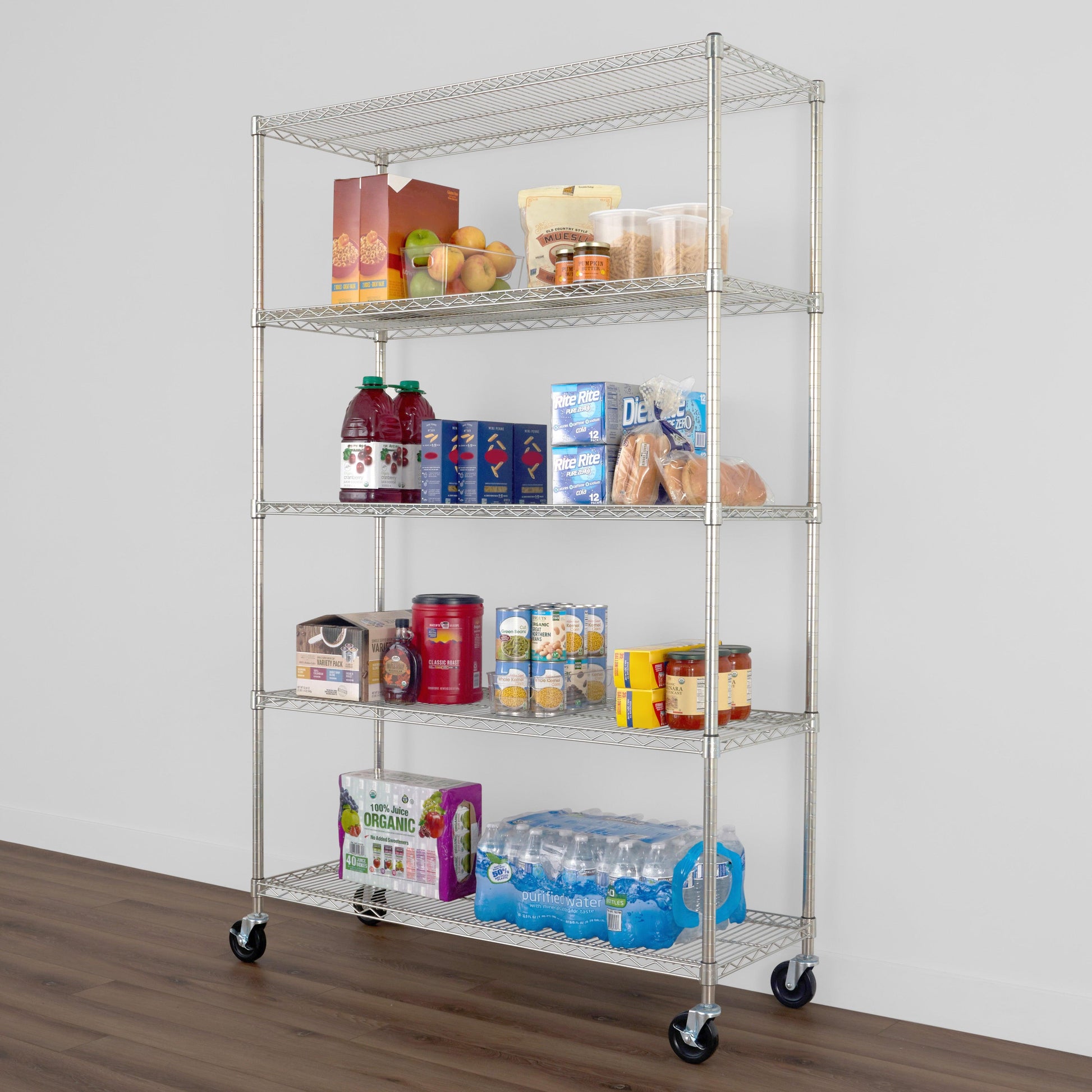 18" x 48" x 72" Wire Shelving Rack holding various items