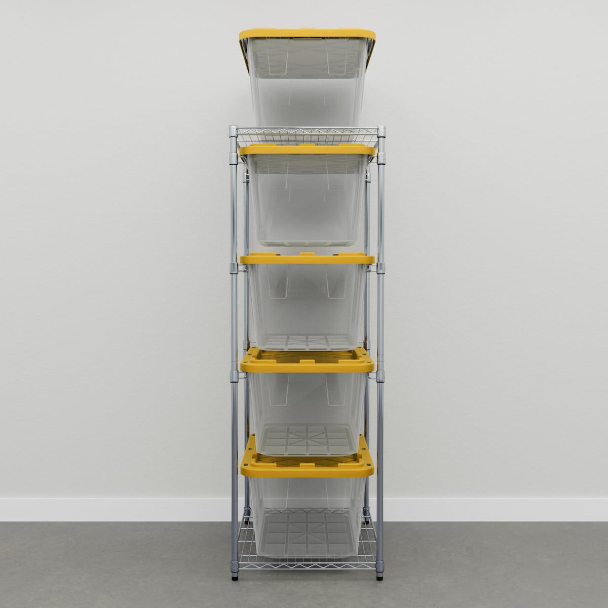 storage bin rack with clear storage bins