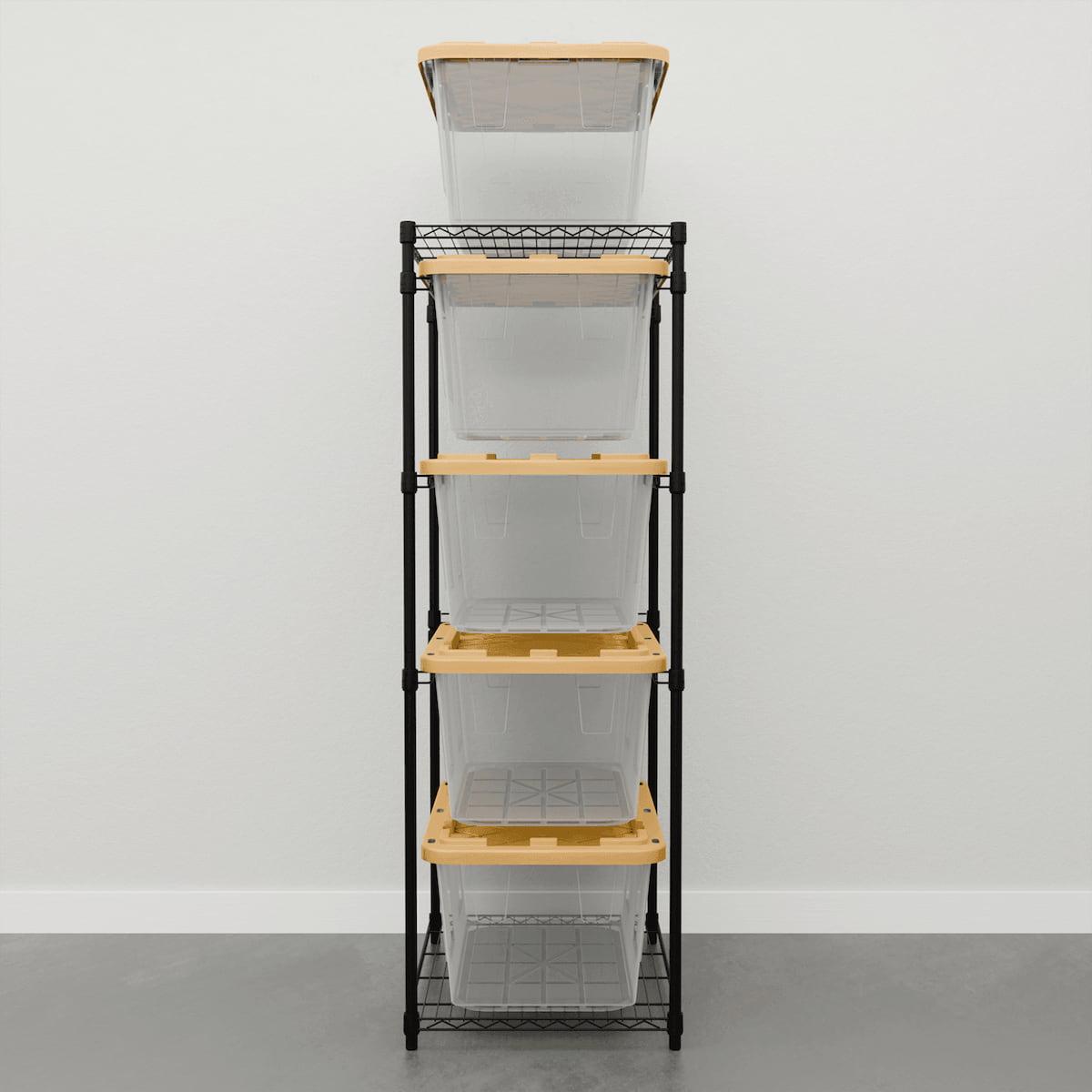 storage bin rack with clear storage bins