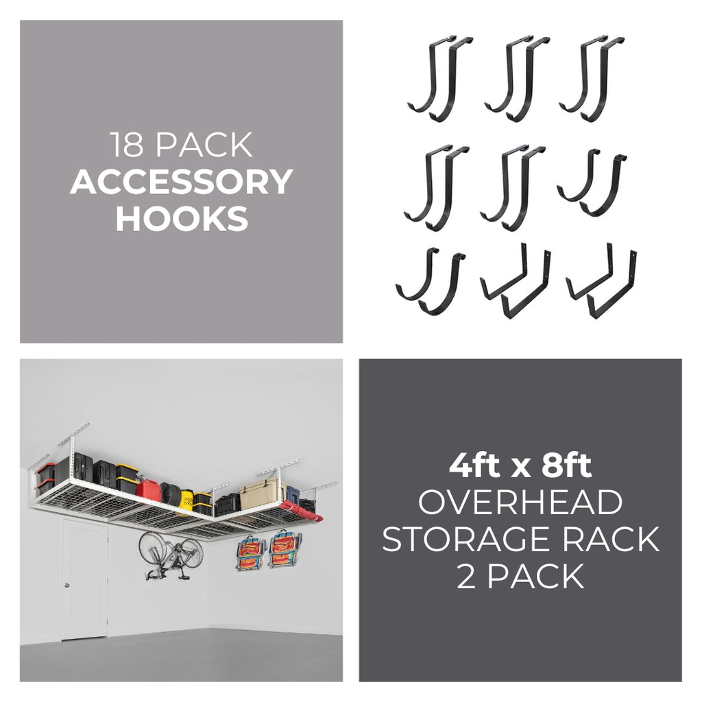 saferacks overhead storage and accessory hooks bundle