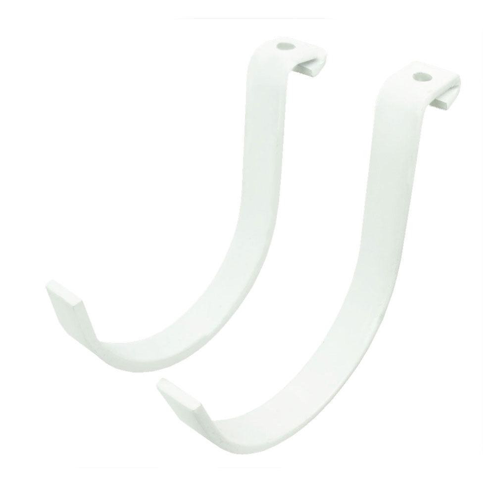 two white rail hooks