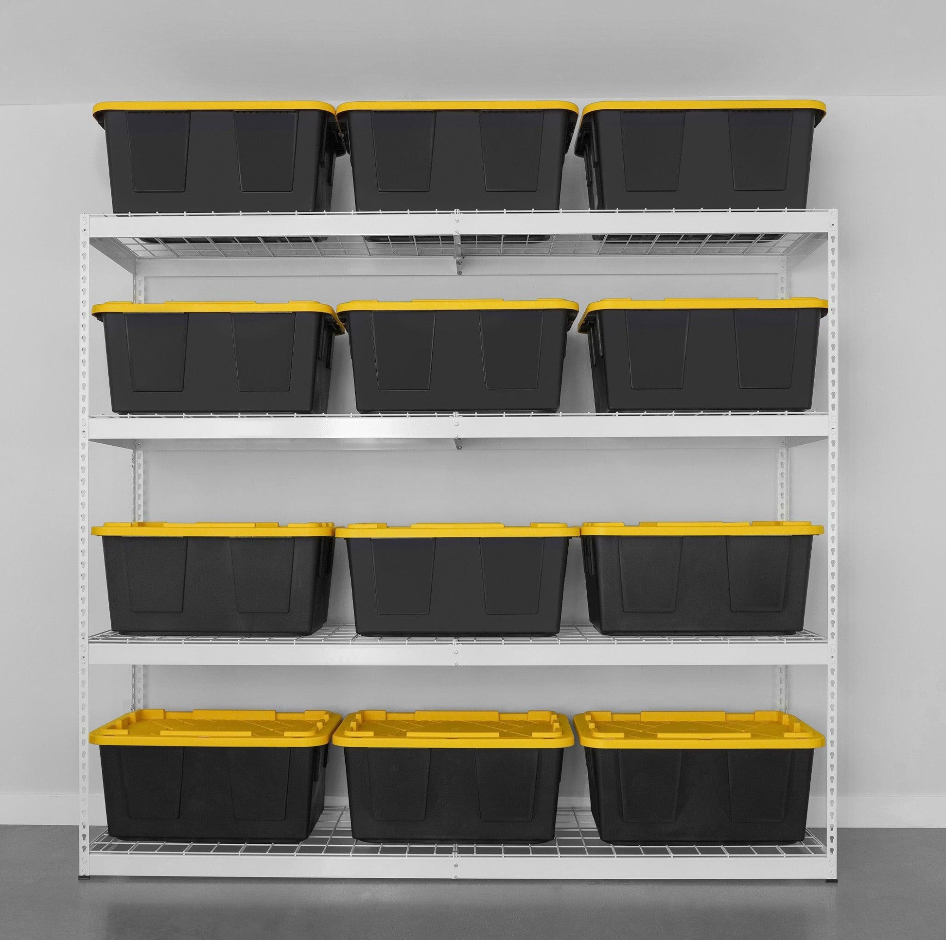 heavy duty garage shelving holding storage  bins (7726742274262)