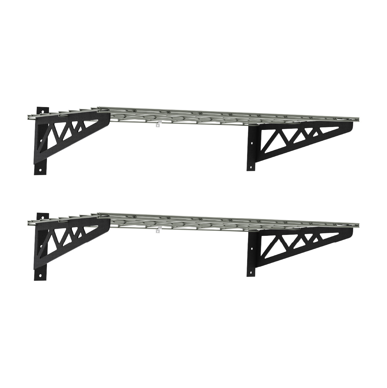 SafeRacks 18 x 48 Wall Shelves, 2 Pack with Accessory Hooks, Hammertone