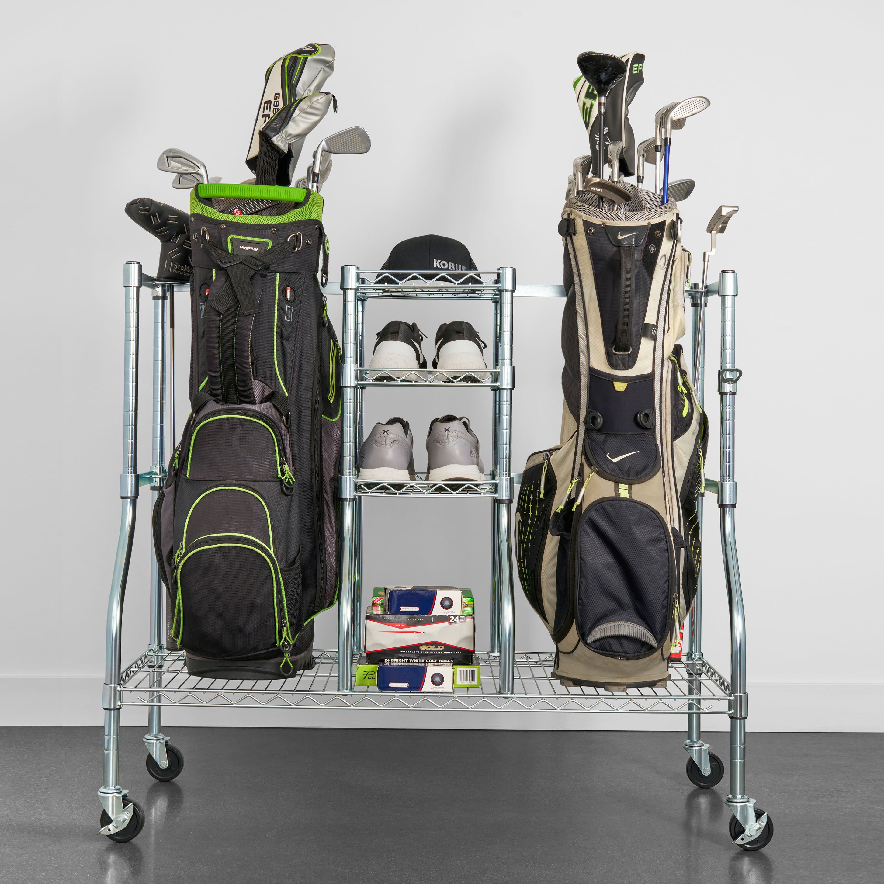 SafeRacks Golf Equipment Organizer - Fit 2 Bags