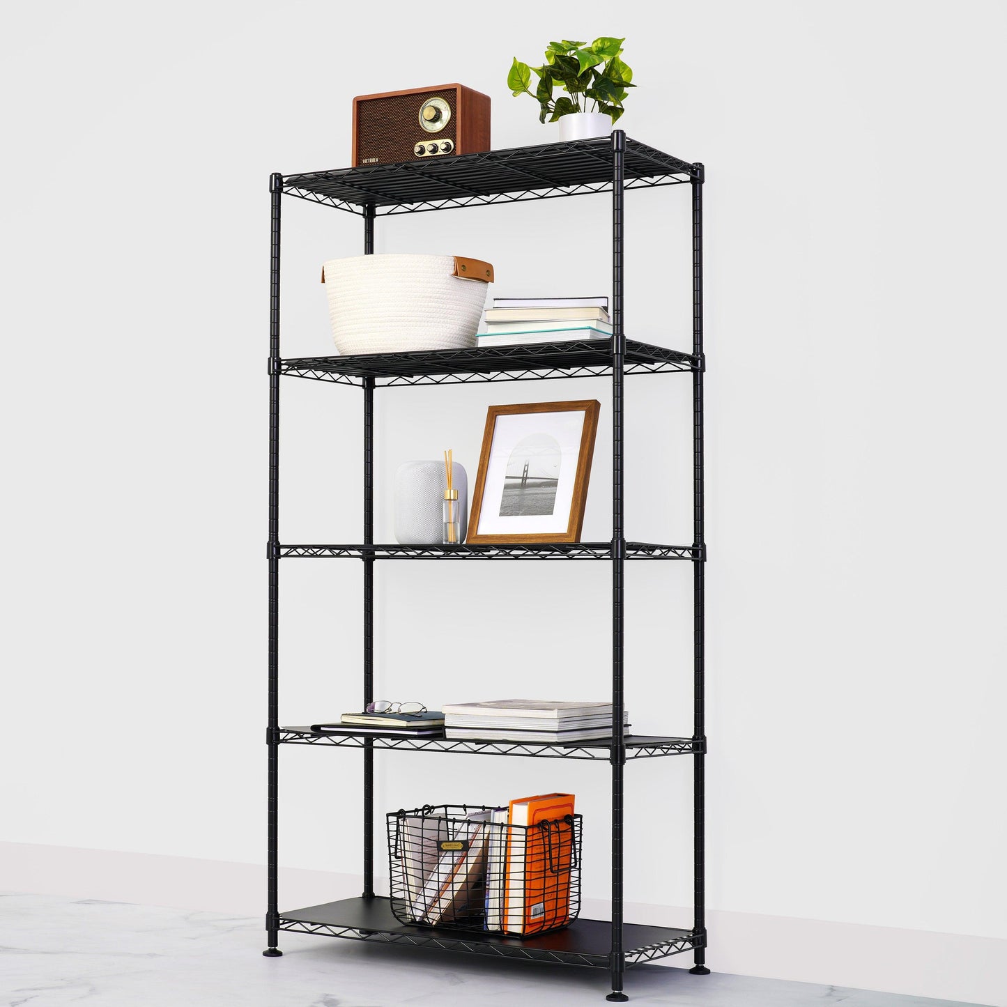 14" x 30" x 60" 5-Tier Wire Rack - Black