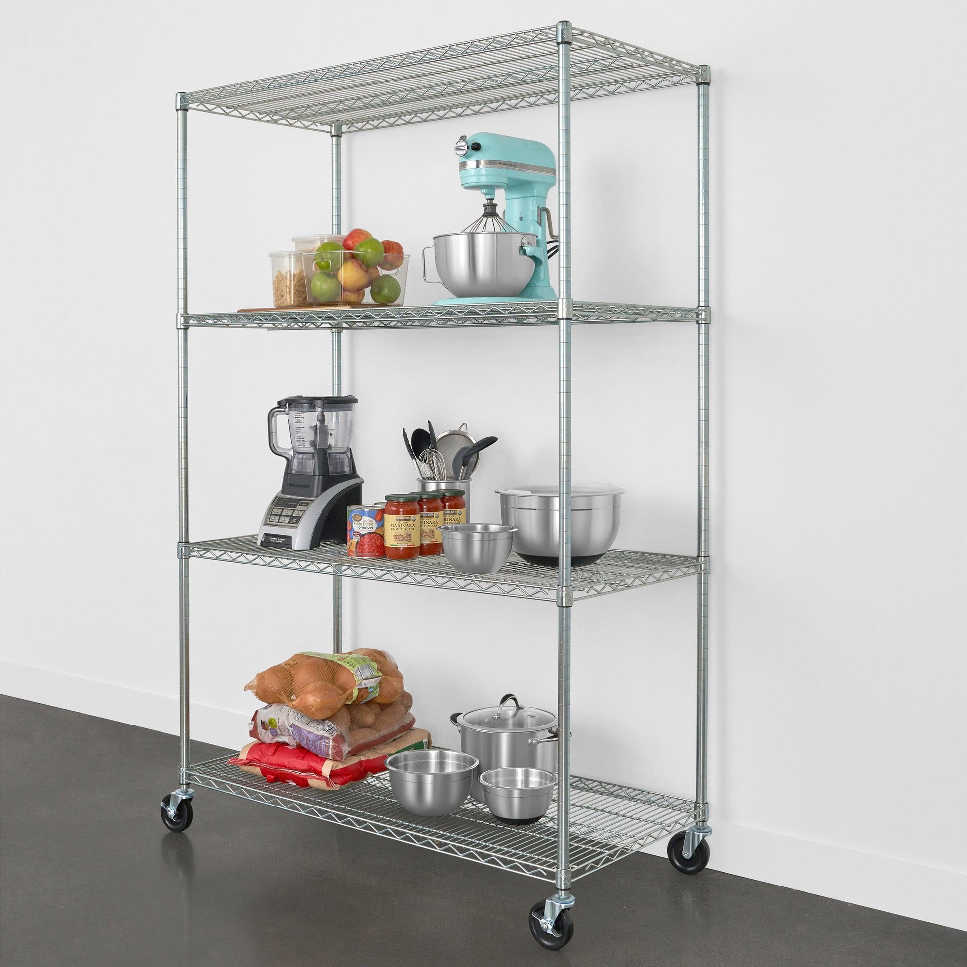 24" x 48" x 72" Wire Shelving Rack holding various items