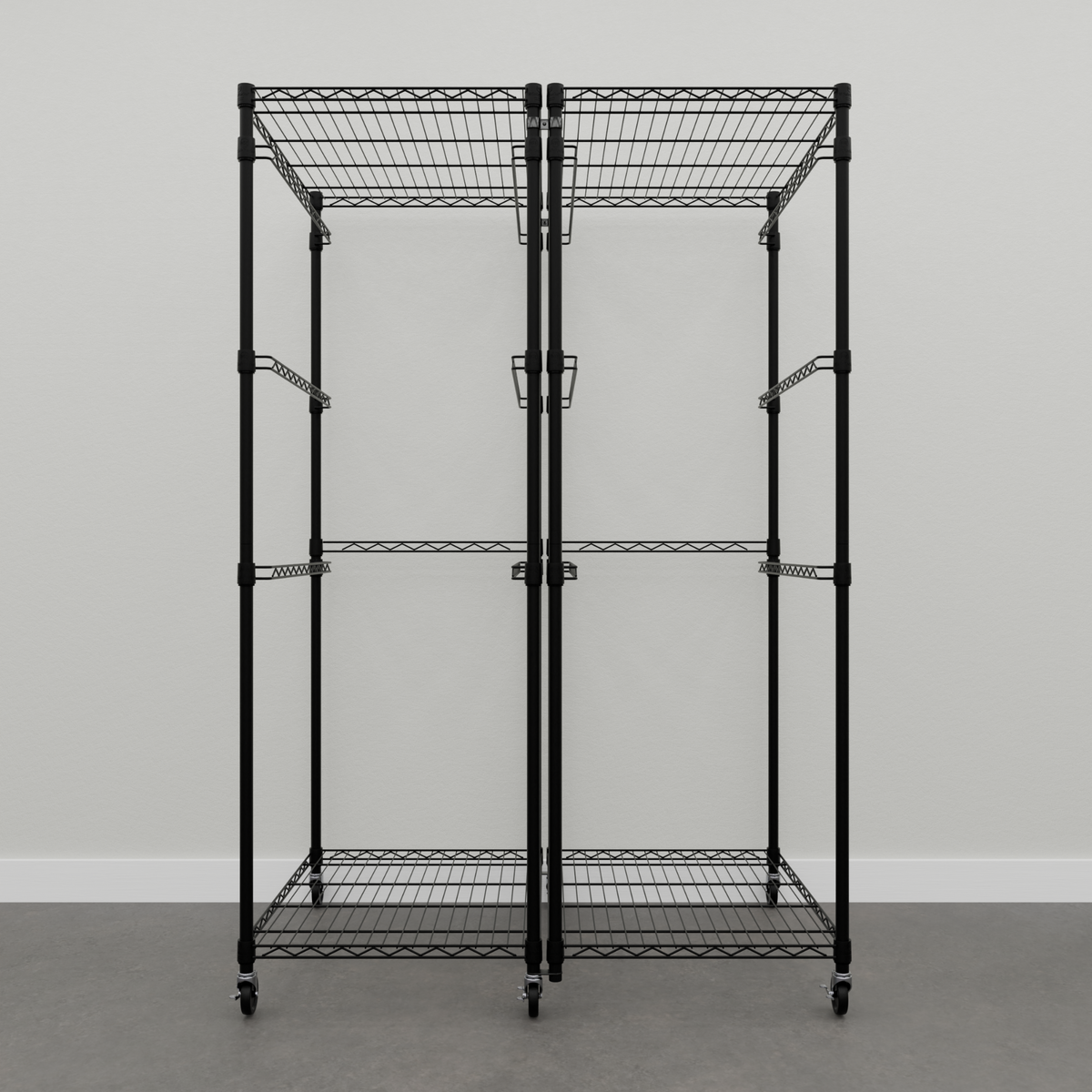 Connected Shelf Rack Bin Storage Rack Expansion Kit with Wheels - Safely Connect Bin Rack ...