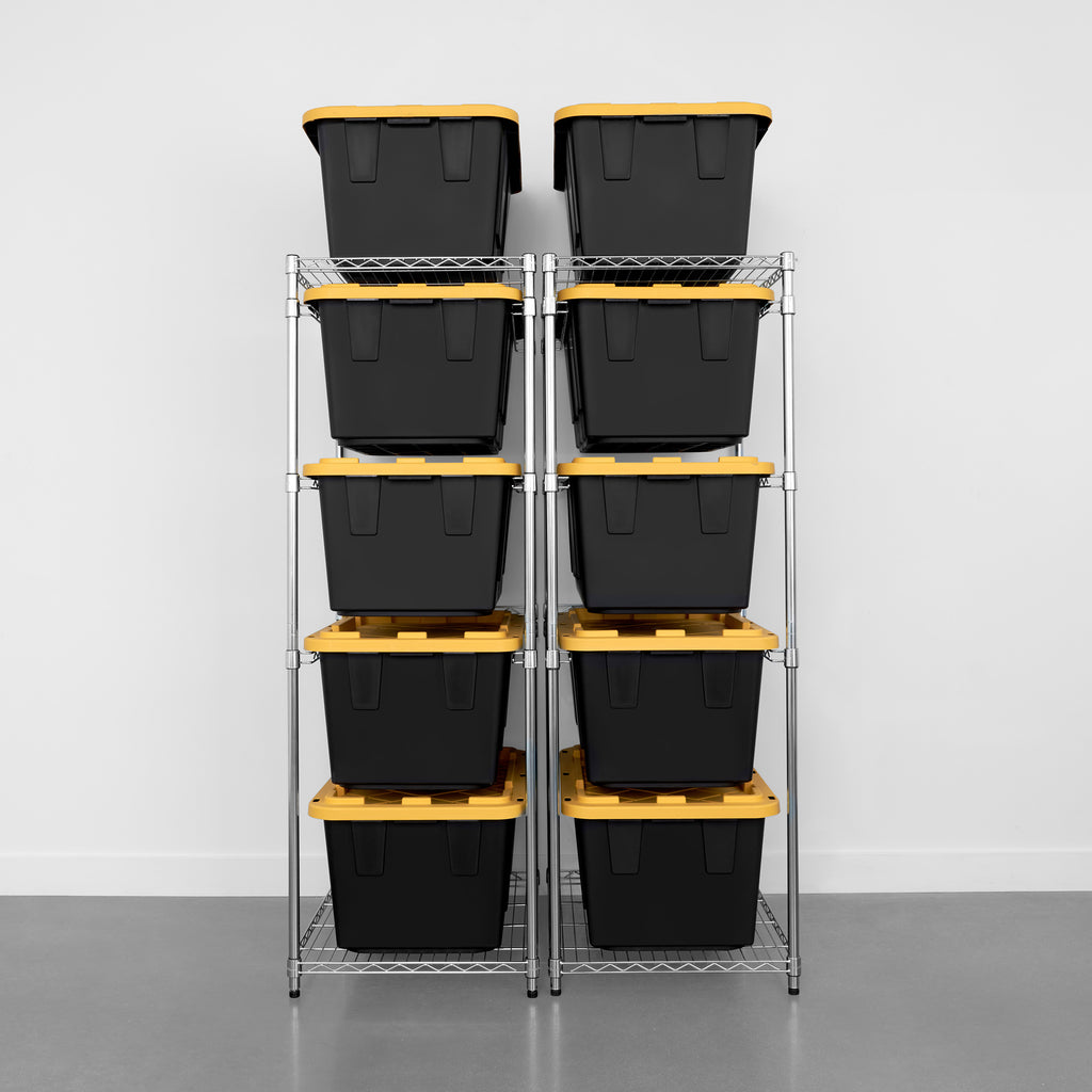 storage bin rack 2 pack with yellow storage bins
