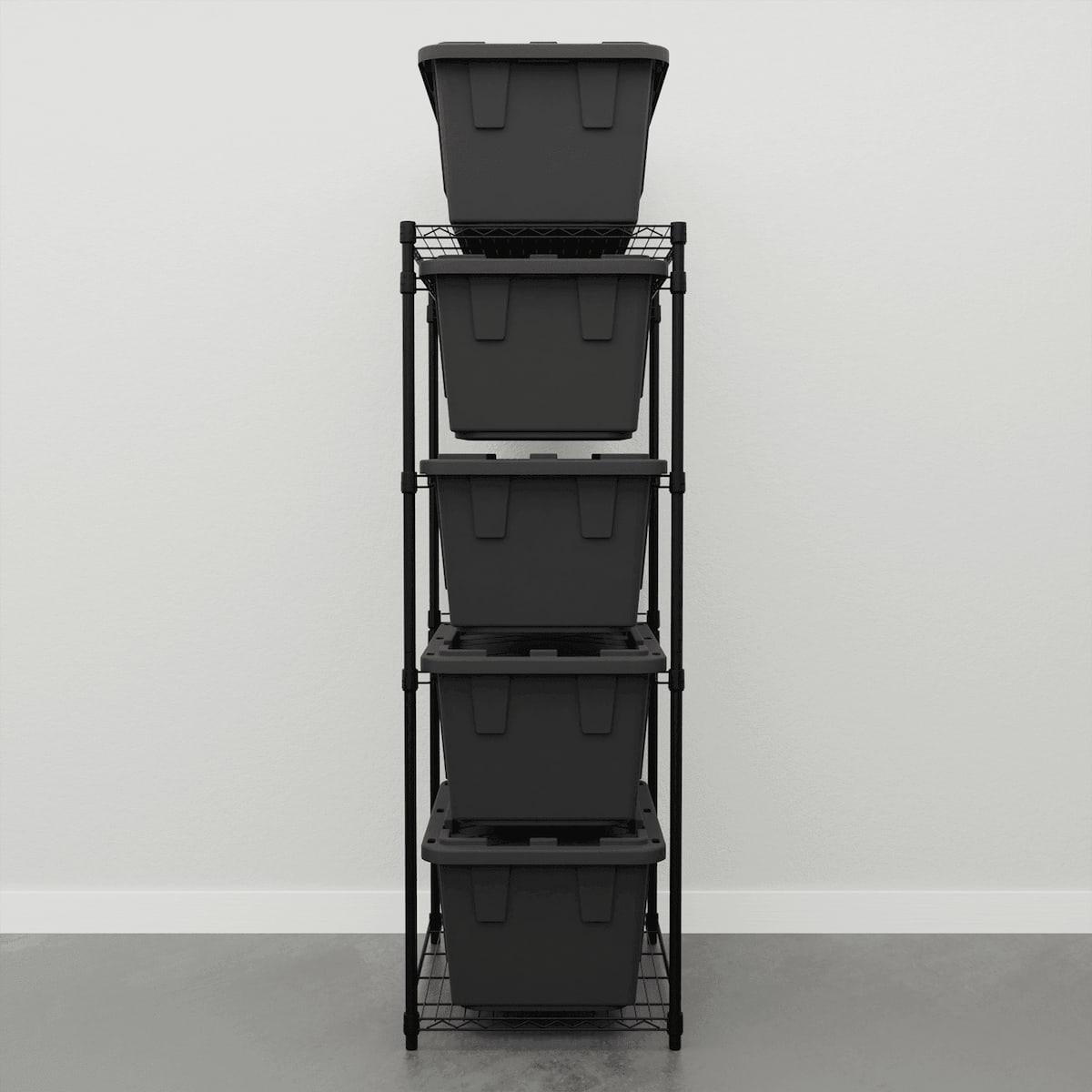 storage bin rack with black storage bins (7726742110422)