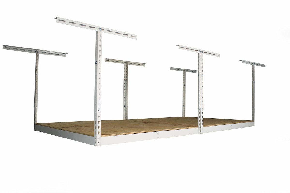 Overhead Rack Frame with Wooden Decks White