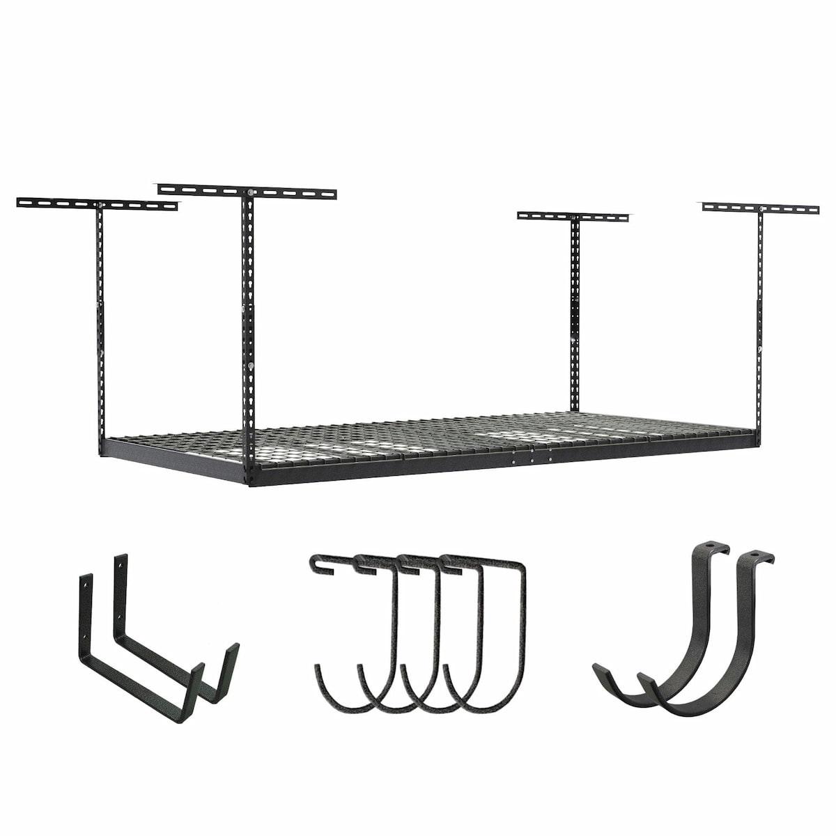 4' x 8' Overhead Garage Storage Rack Hammertone with Accessory Package