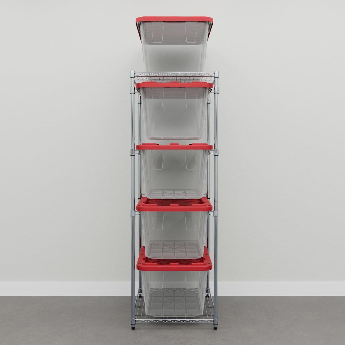 storage bin rack with clear storage bins 