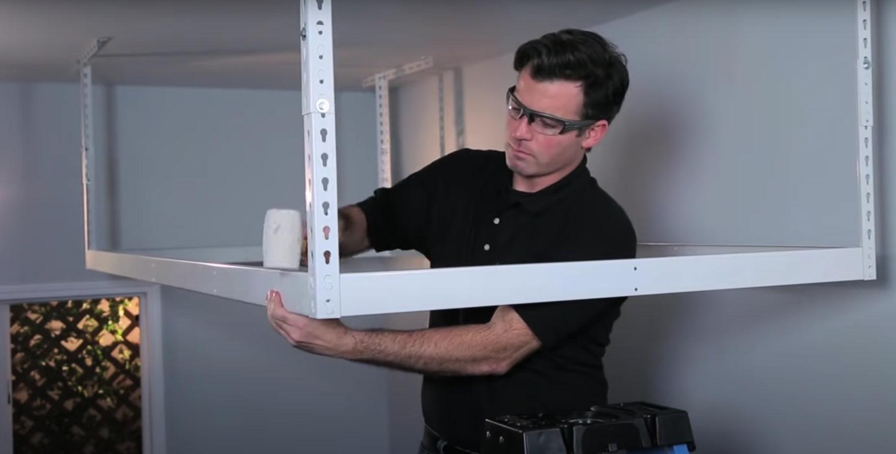 Load video: SafeRacks overhead rack installation and assembly how-to video