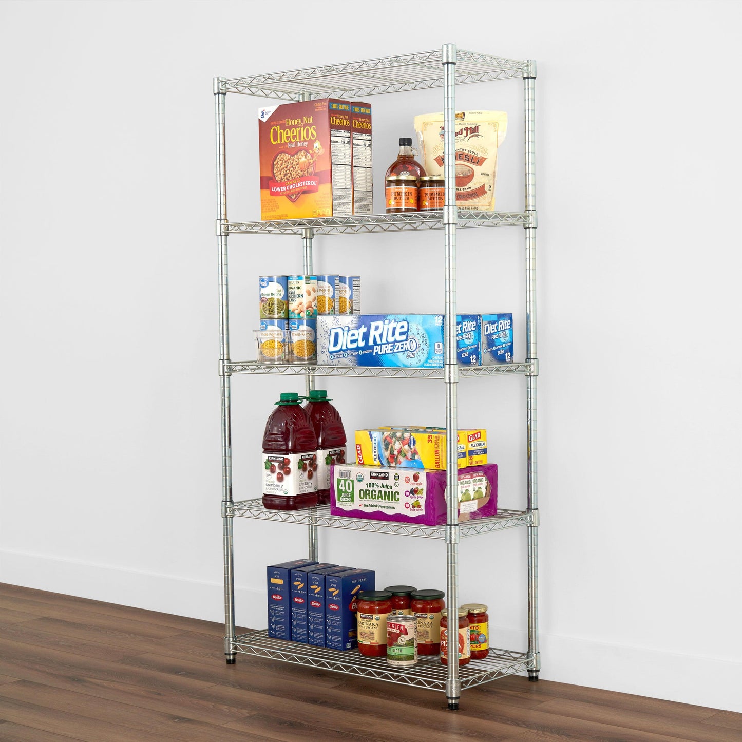 14" x 30" x 60" Wire Shelving Rack holding various items