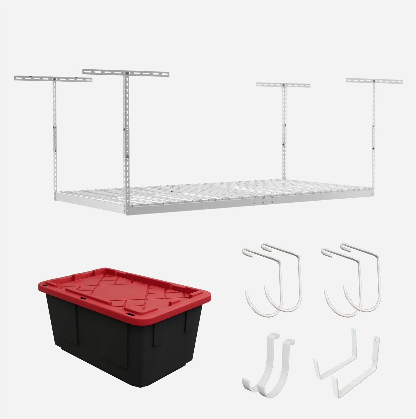 4' x 8' Overhead Garage Storage Bundle w/ 5 Bins (Red)