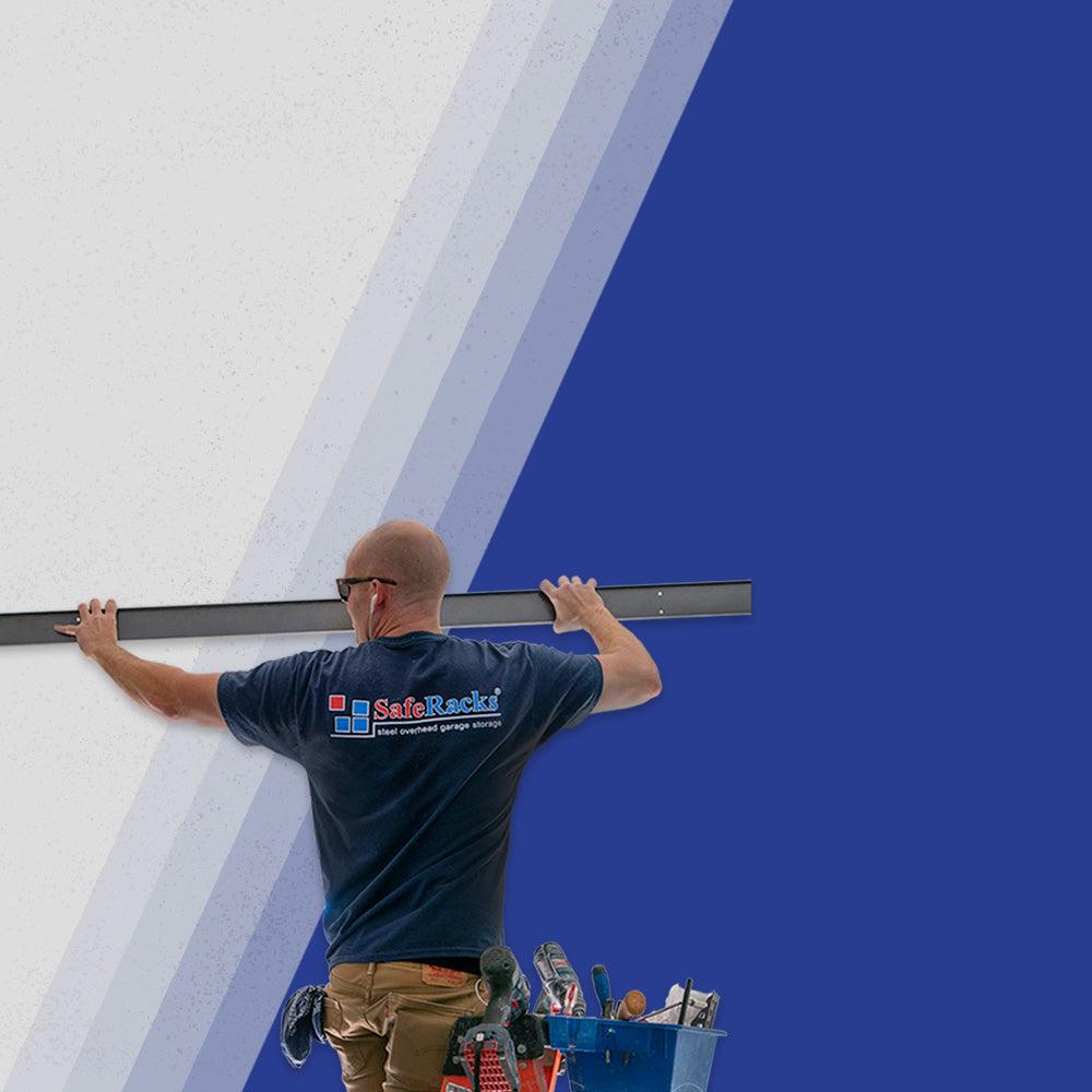 person installing a beam 