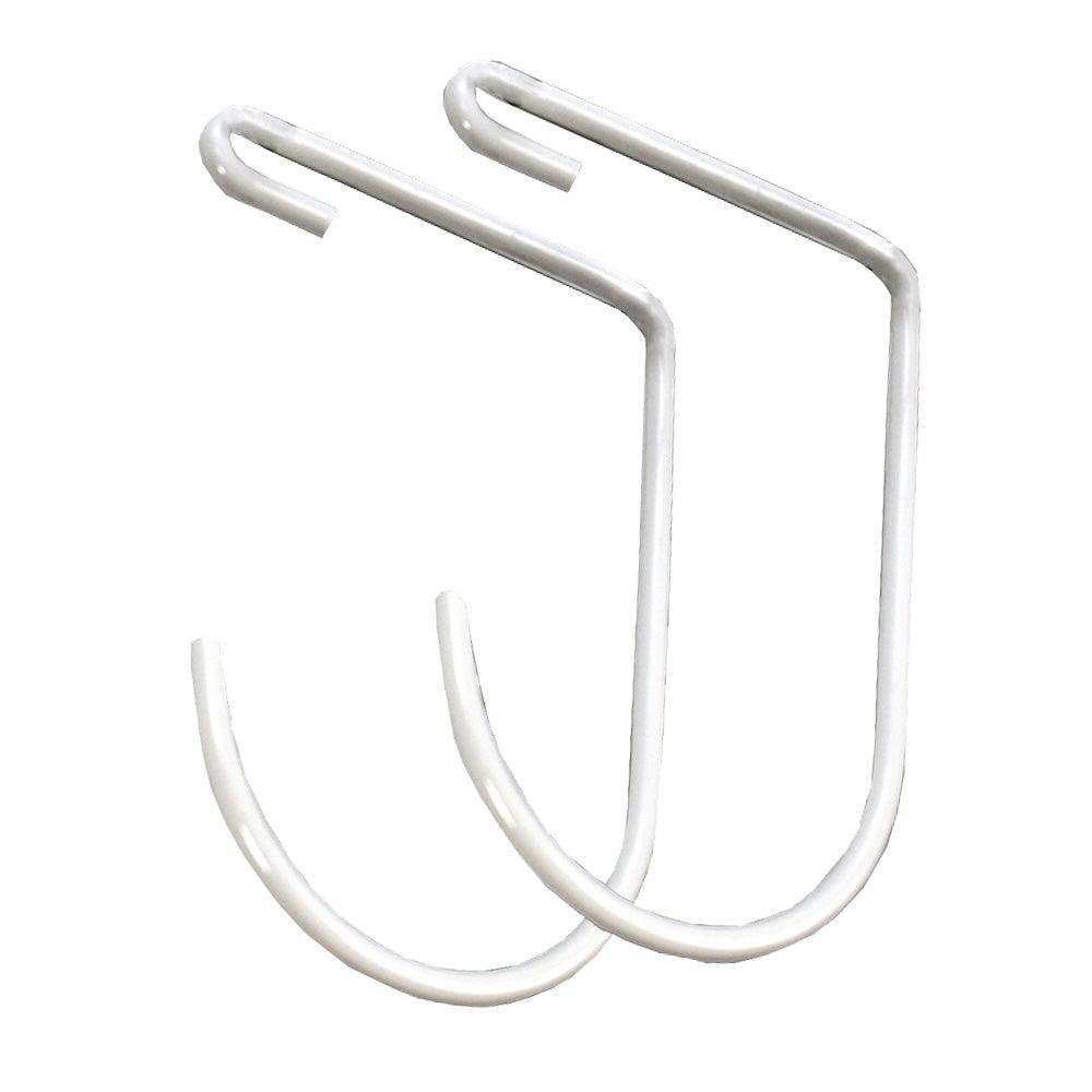pair of white deck hooks