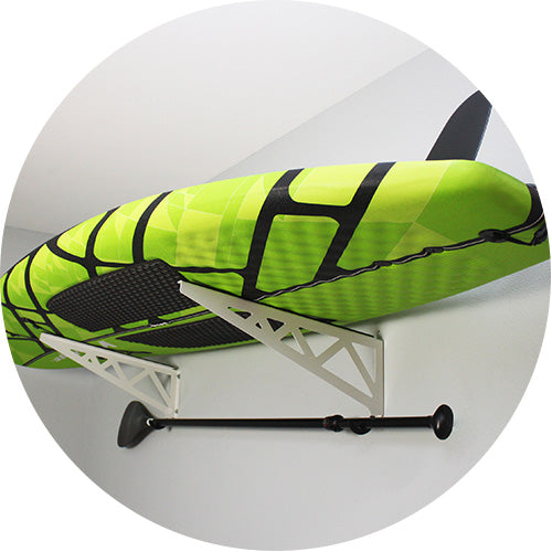 paddle board rack with paddle board