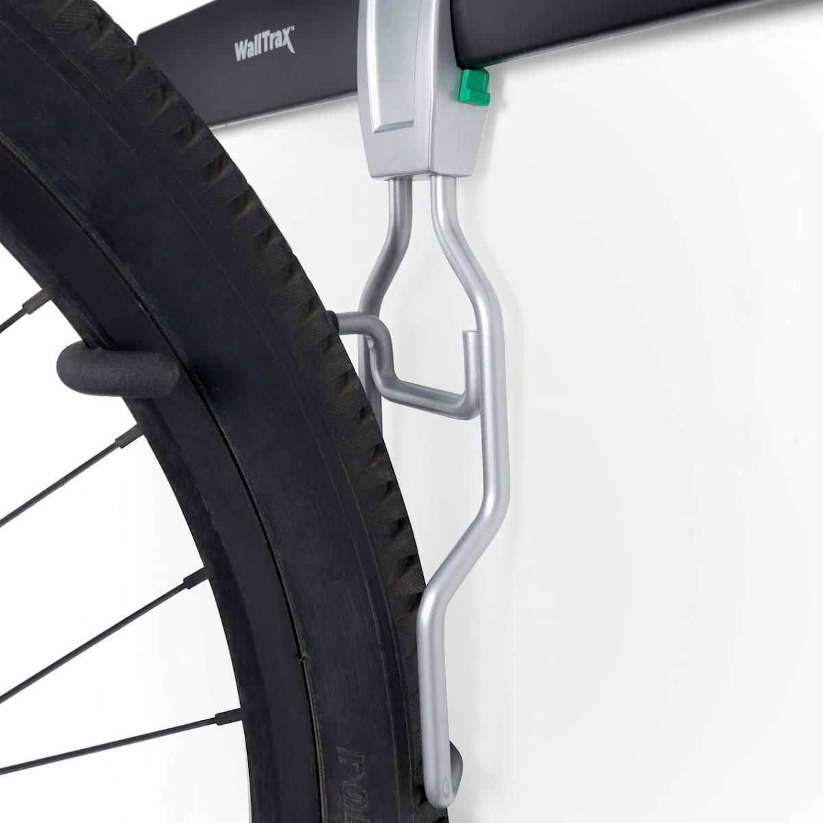 Close-up of bike hook holding tire