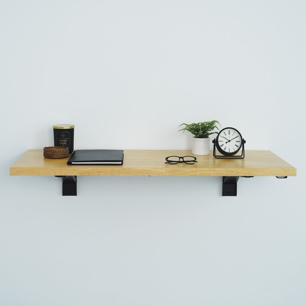 wall mounted folding shelf used as an office space